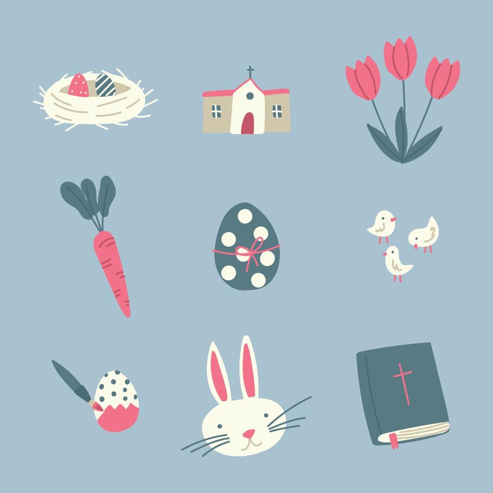 Colorful Easter Doodled Icons vector