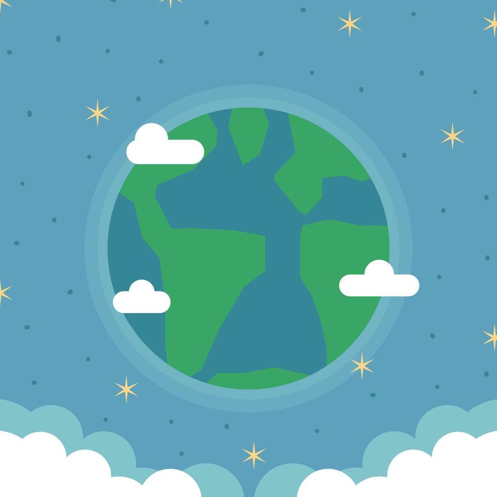 Flat Design Earth Globe in the Universe vector