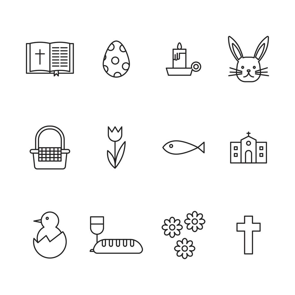 Outlined Easter Icons vector