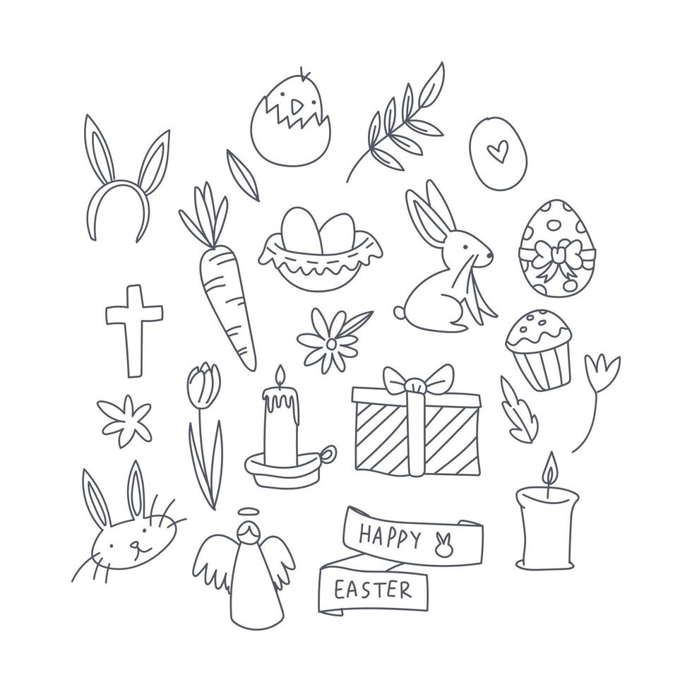 Black Doodled Easter Icons vector