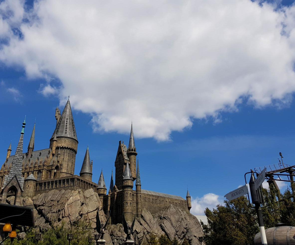 Osaka, Japan on April 8, 2019. This is a photo of the Hogwarts castle building in Universal Studio Japan in Osaka.