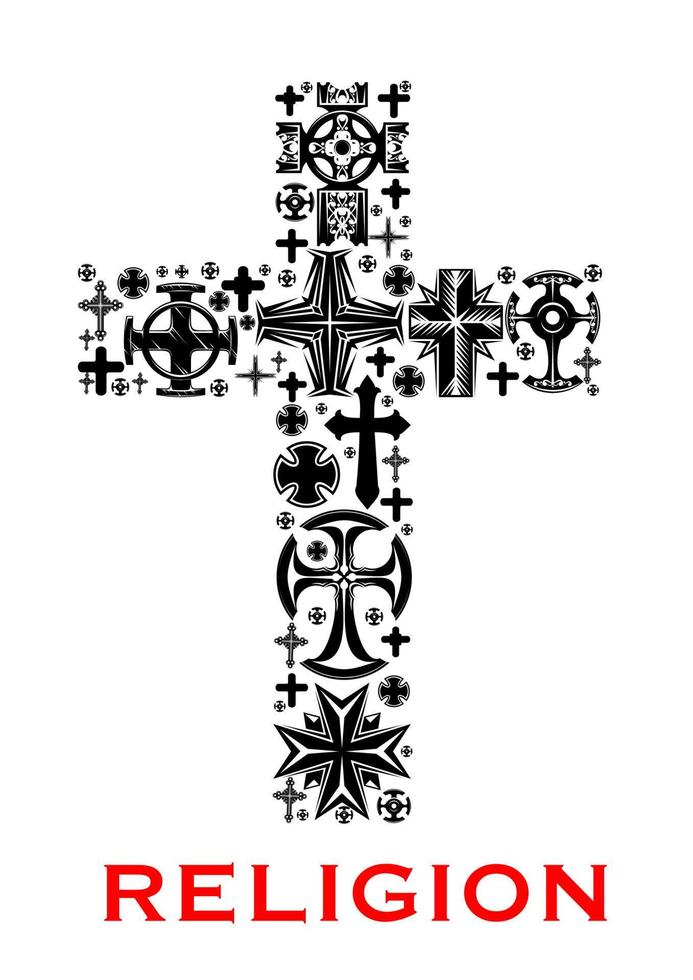 Decorative crucifix religion catholic symbol, Christian crosses. orthodox  faith church cross icons design, isolated flat set. 20340294 Vector Art at  Vecteezy