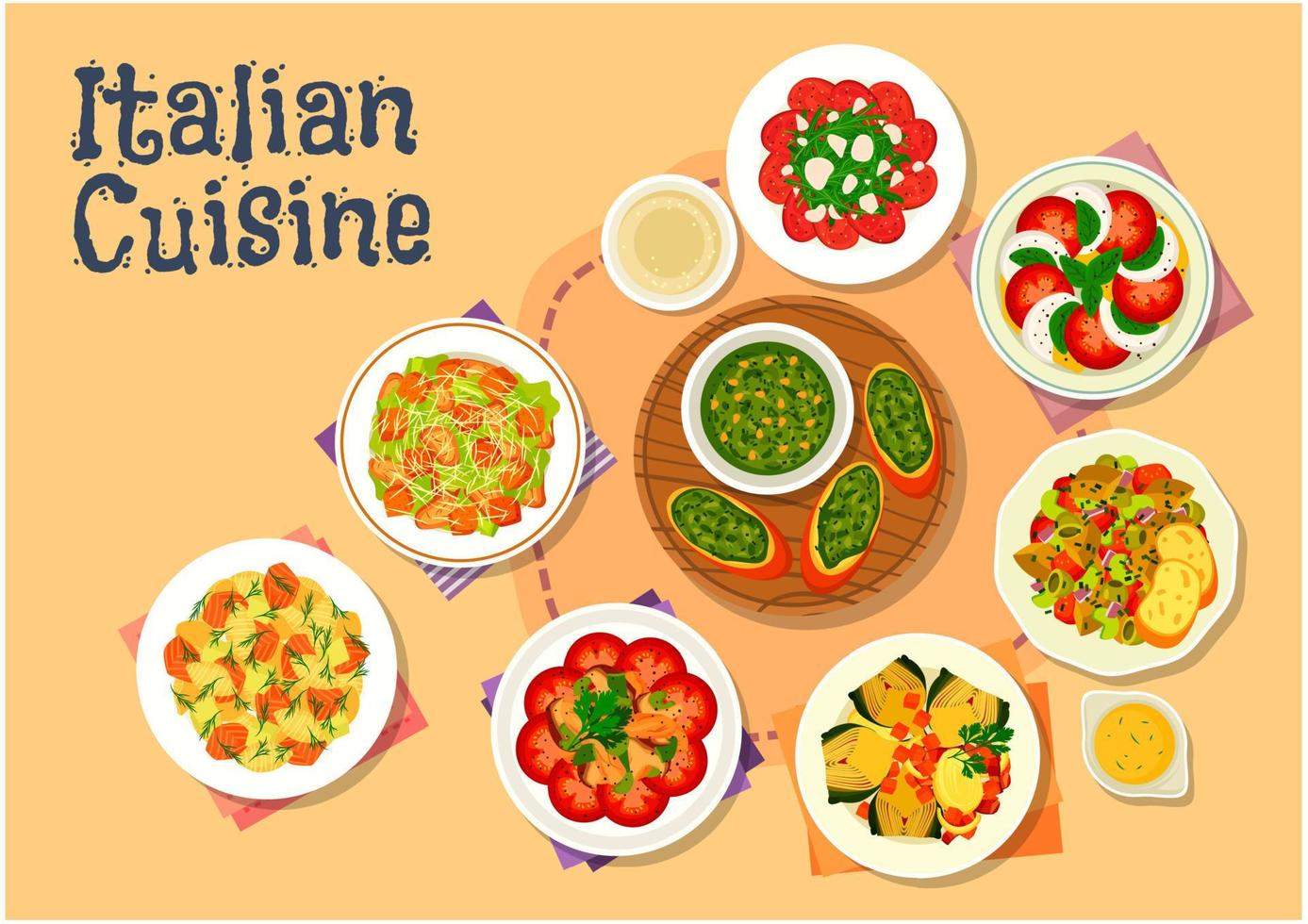 Italian cuisine healthy dishes for dinner icon vector