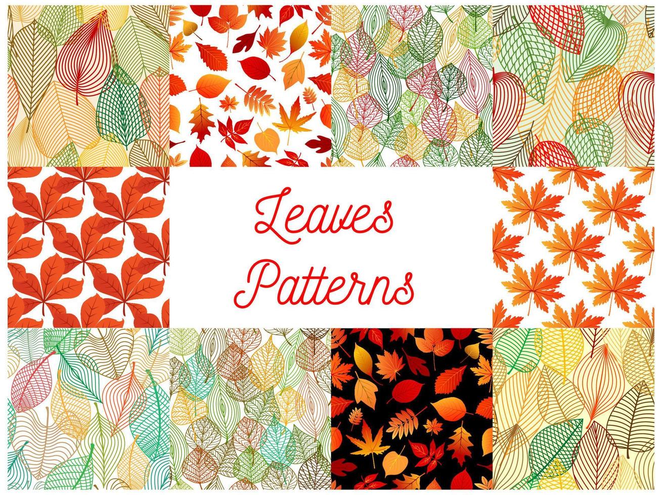 conjunto de patrones sin fisuras de hojas caídas de otoño naranja vector