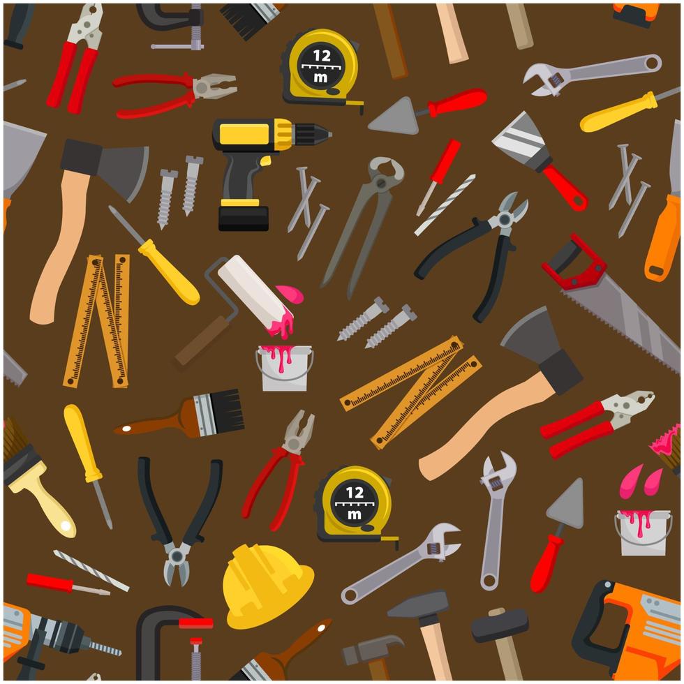 Work tool, repair instrument seamless pattern vector