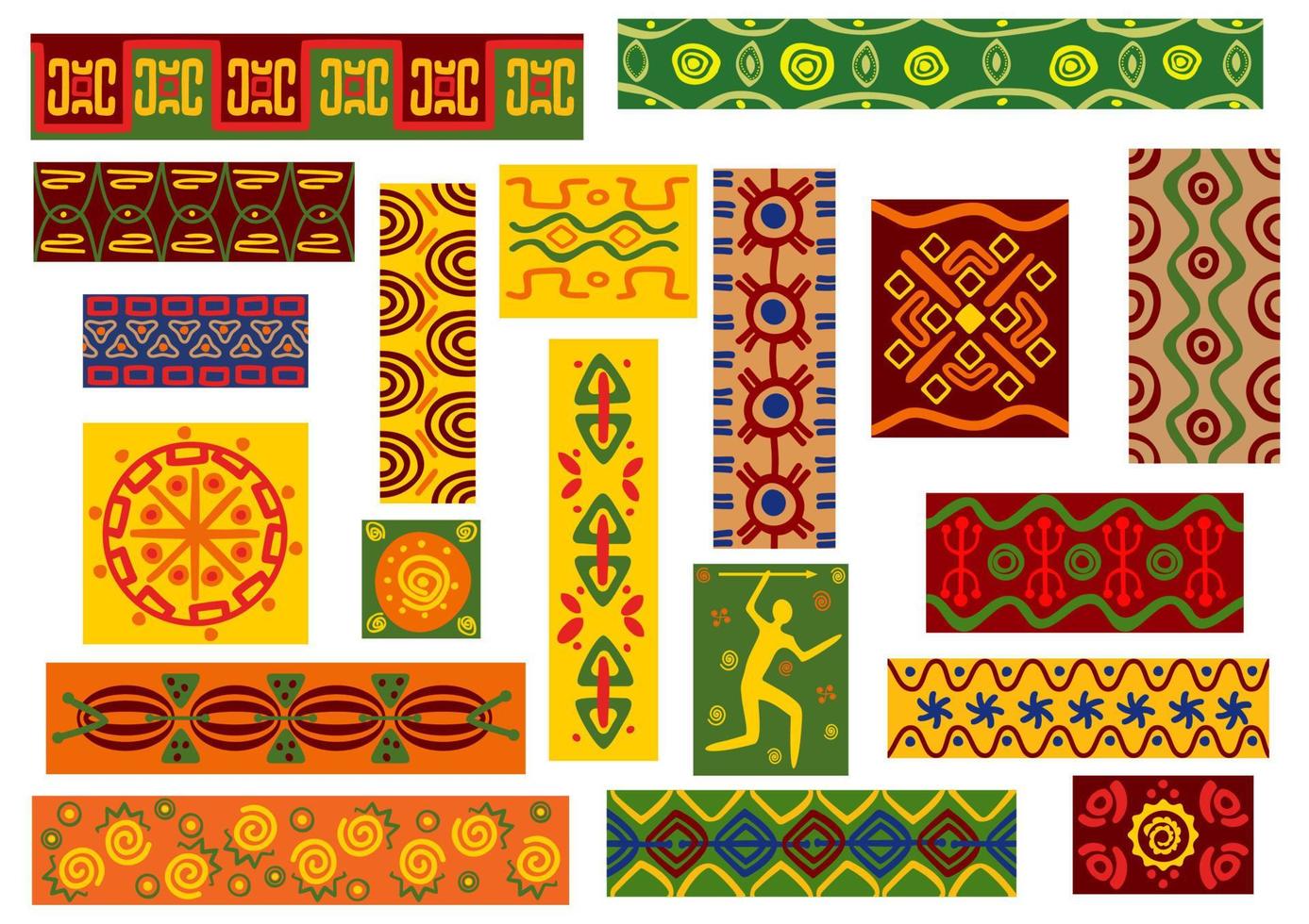 African tribal ornaments set with ethnic patterns vector