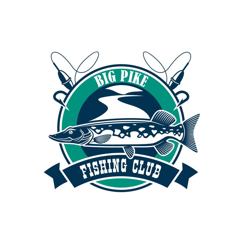 Fishing sport club badge sign vector