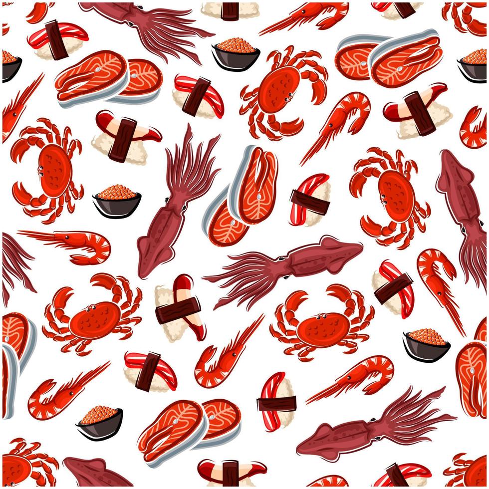 Seafood dishes seamless pattern background vector