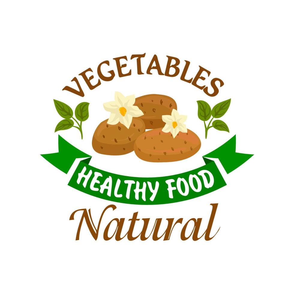 Emblema de comida natural saludable vegetal patata vector