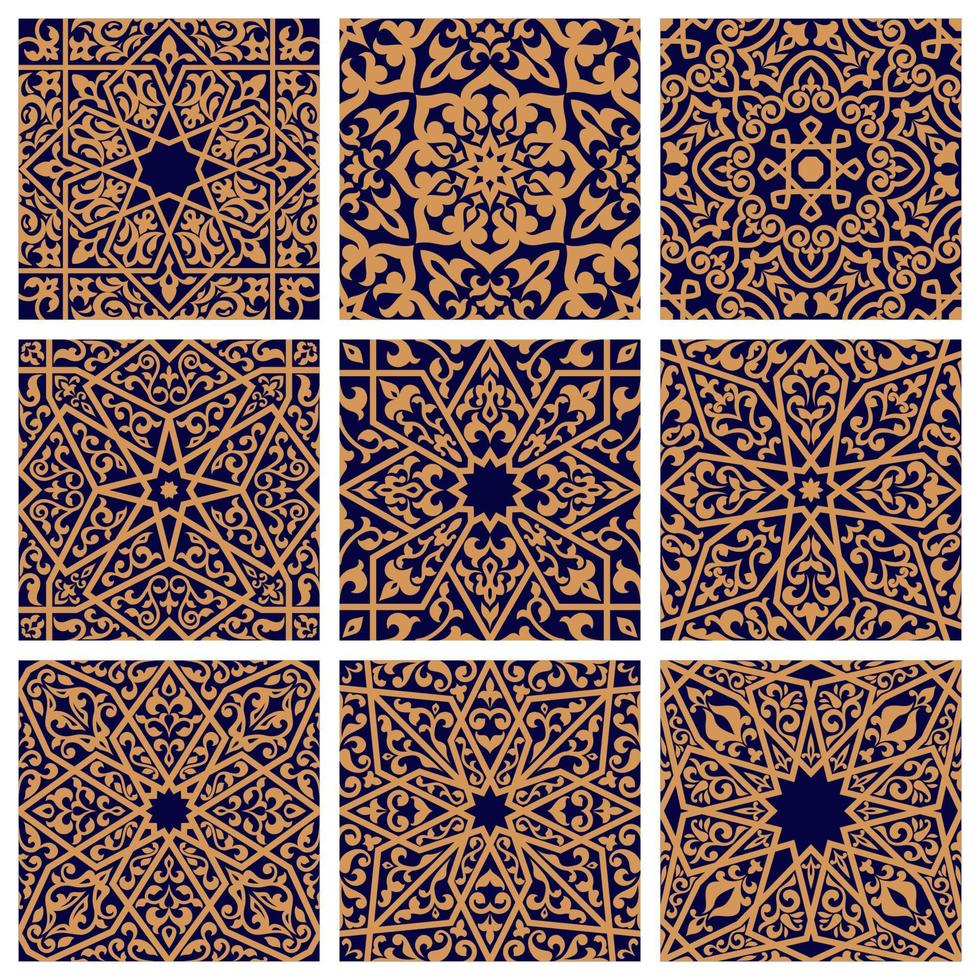 Arabic seamless floral pattern set for tile design vector