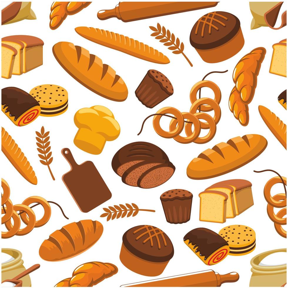 Vector pattern of bread and bakery products