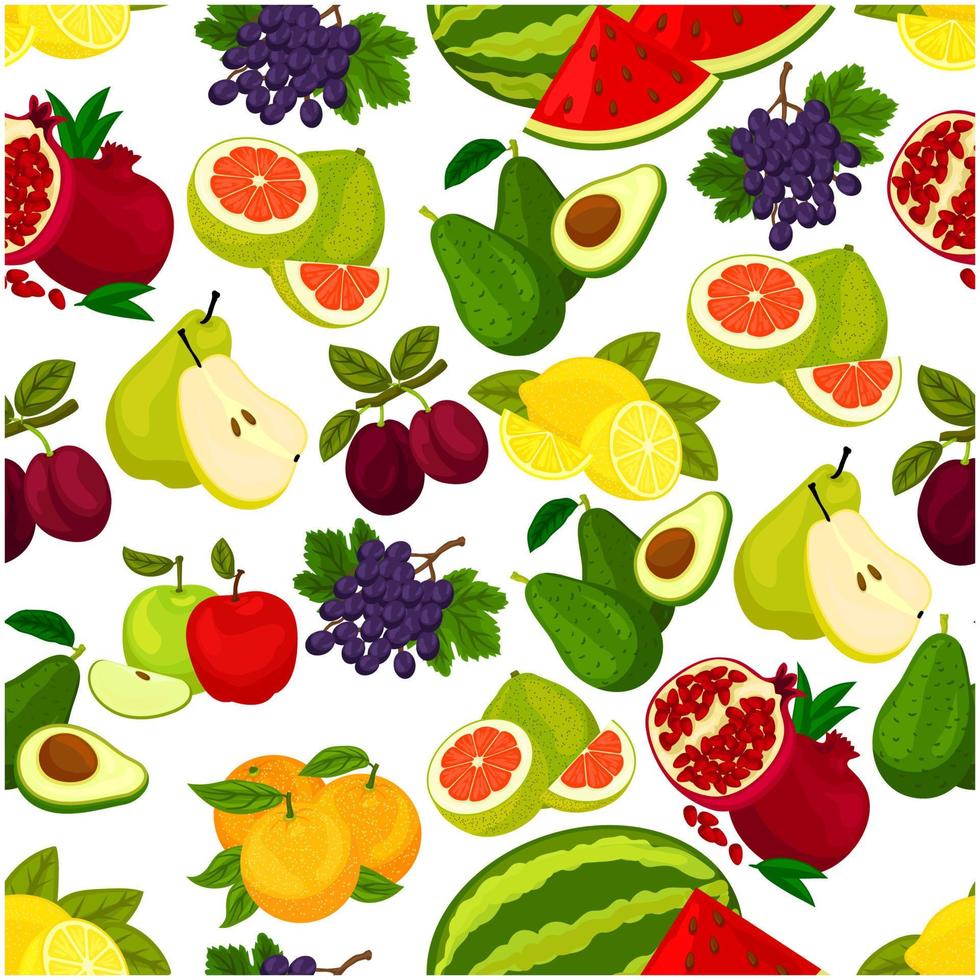 Fresh fruits vector seamless pattern