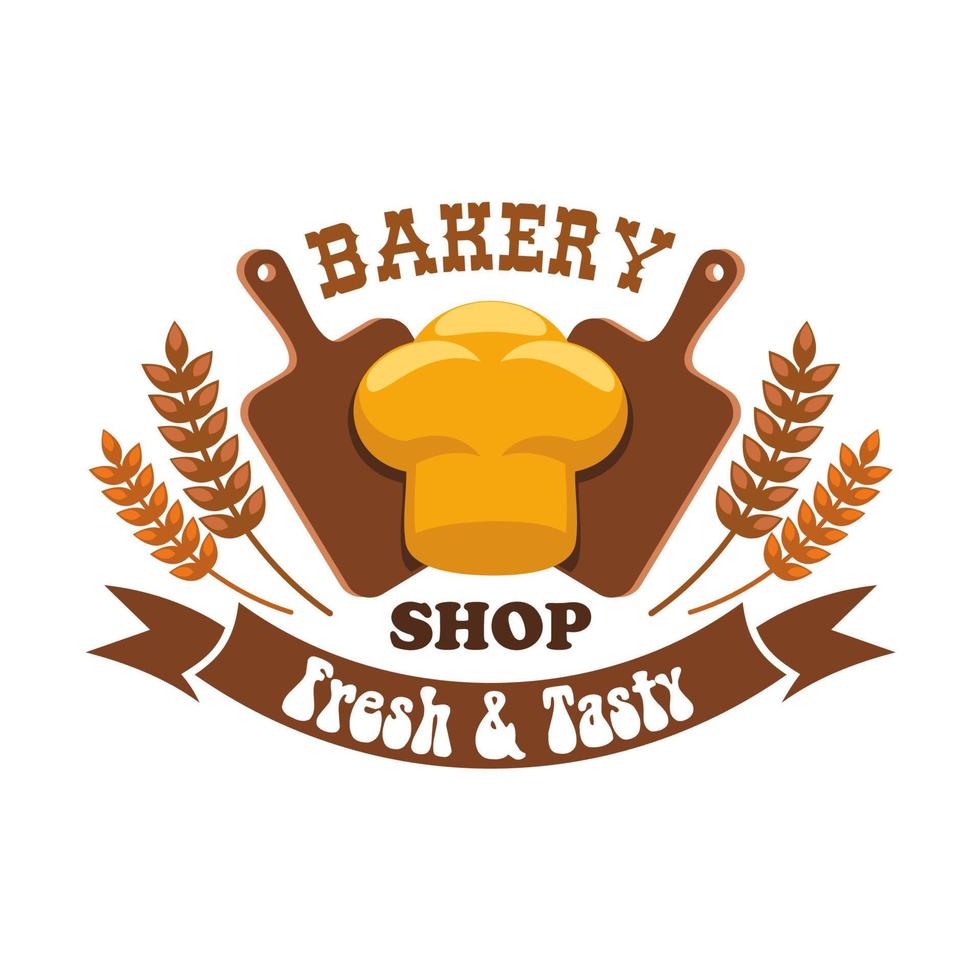 Bakery shop emblem. Fresh and tasty bread loaf vector