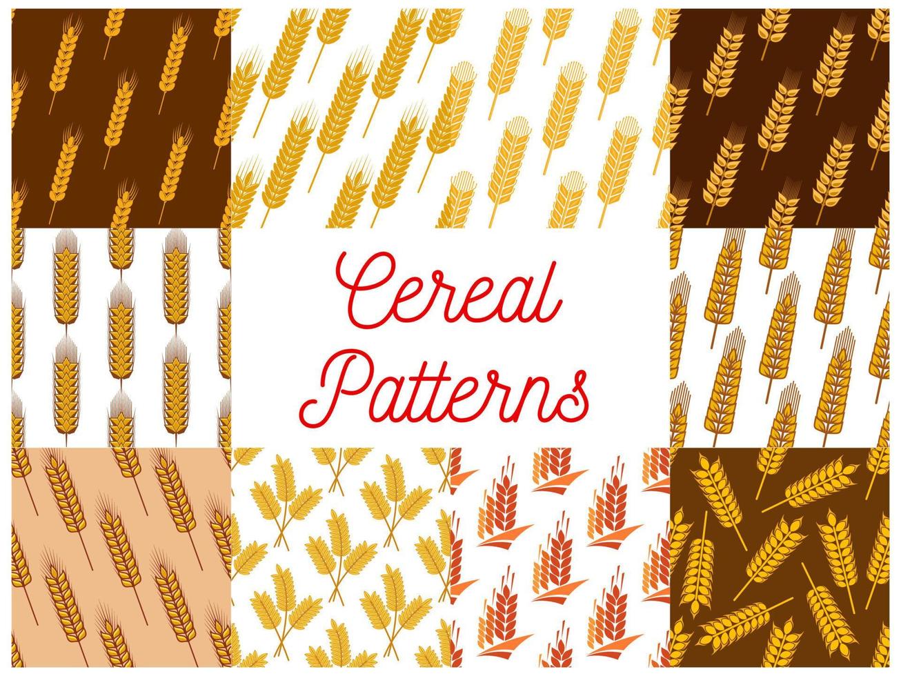 Cereal wheat and rye ears patterns vector