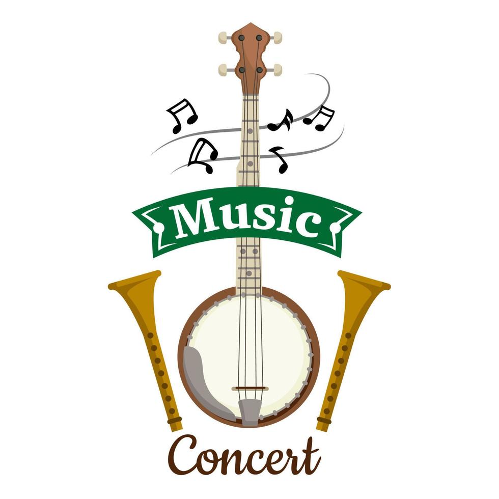 Music concert vector emblem with clef notes