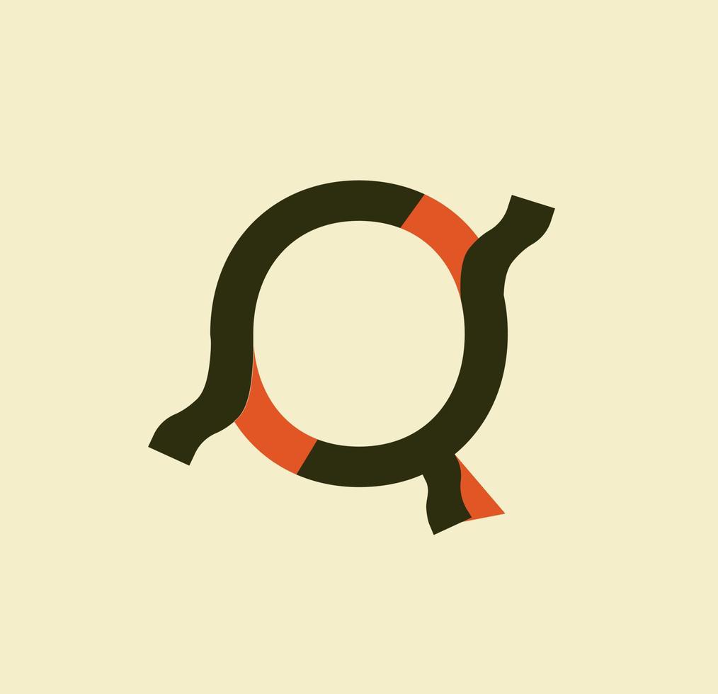 Stripped letter Q. Sticky paper letters. Book, logo, business and template design. illustration on paper background. vector