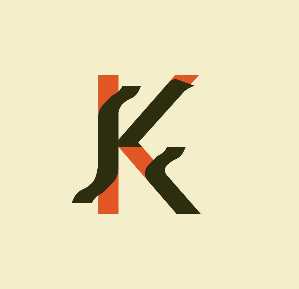 Stripped letter K. Sticky paper letters. Book, logo, business and template design. illustration on paper background. vector