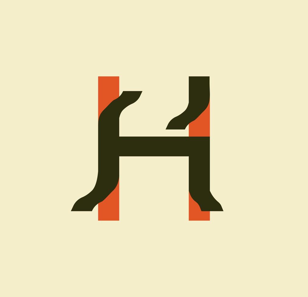 Stripped letter H. Sticky paper letters. Book, logo, business and template design. illustration on paper background. vector