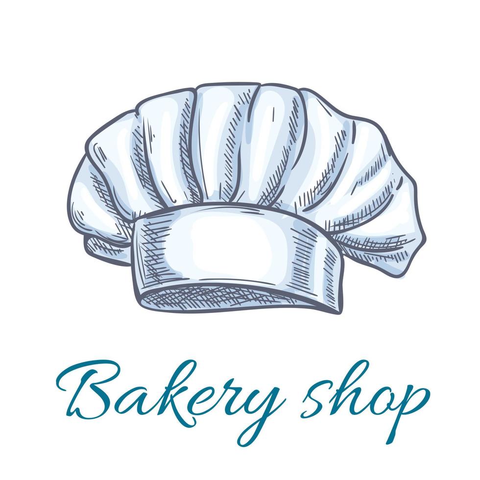 sombrero de chef, gorra o boceto de toque para el diseño de panadería vector