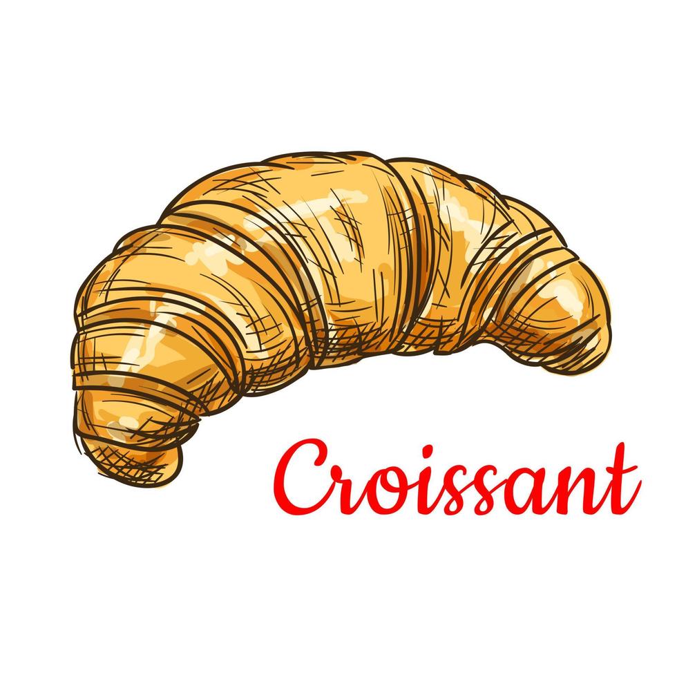 Croissant sketch icon. Patisserie emblem vector