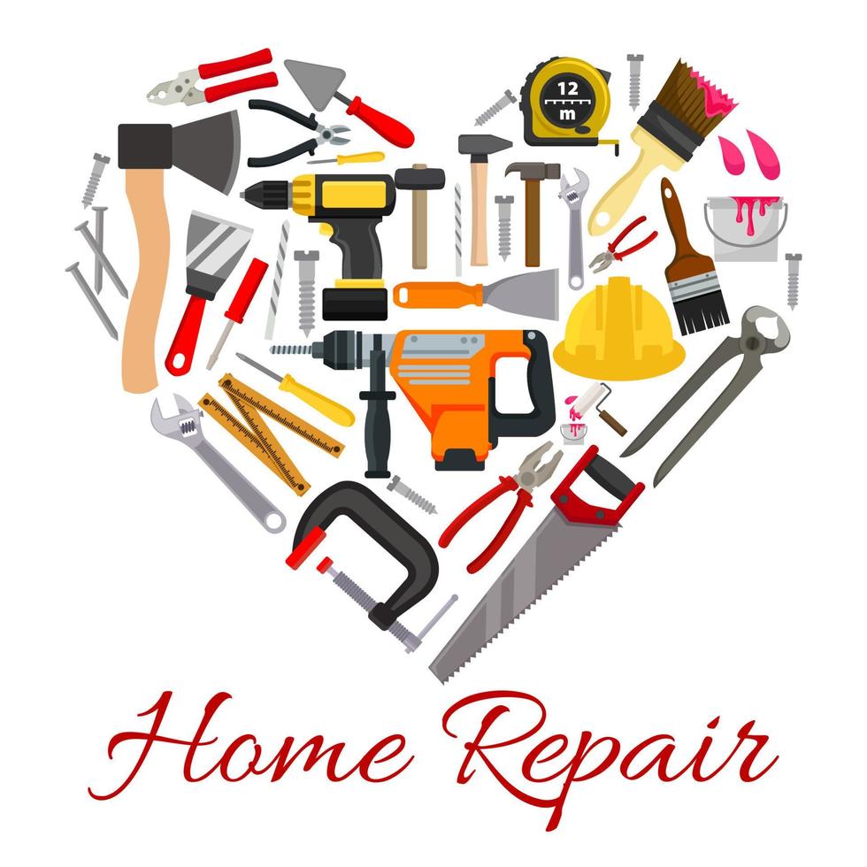 Work tools poster in heart symbol vector