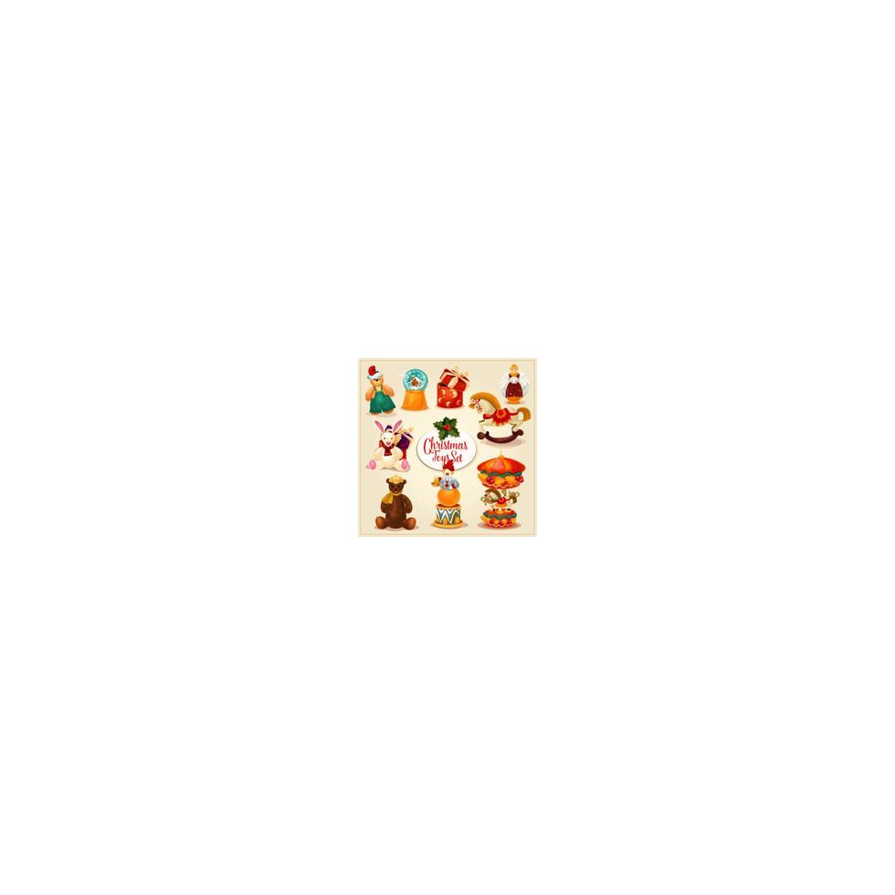 Christmas toy and gift box set for xmas design vector