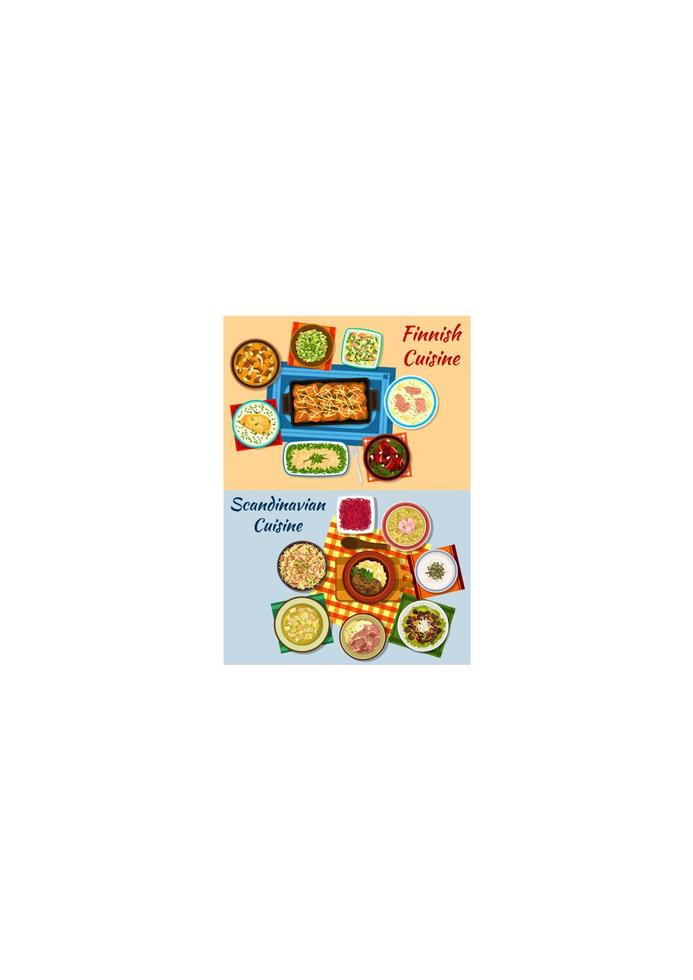 Scandinavian and finnish cuisine dinner icons vector