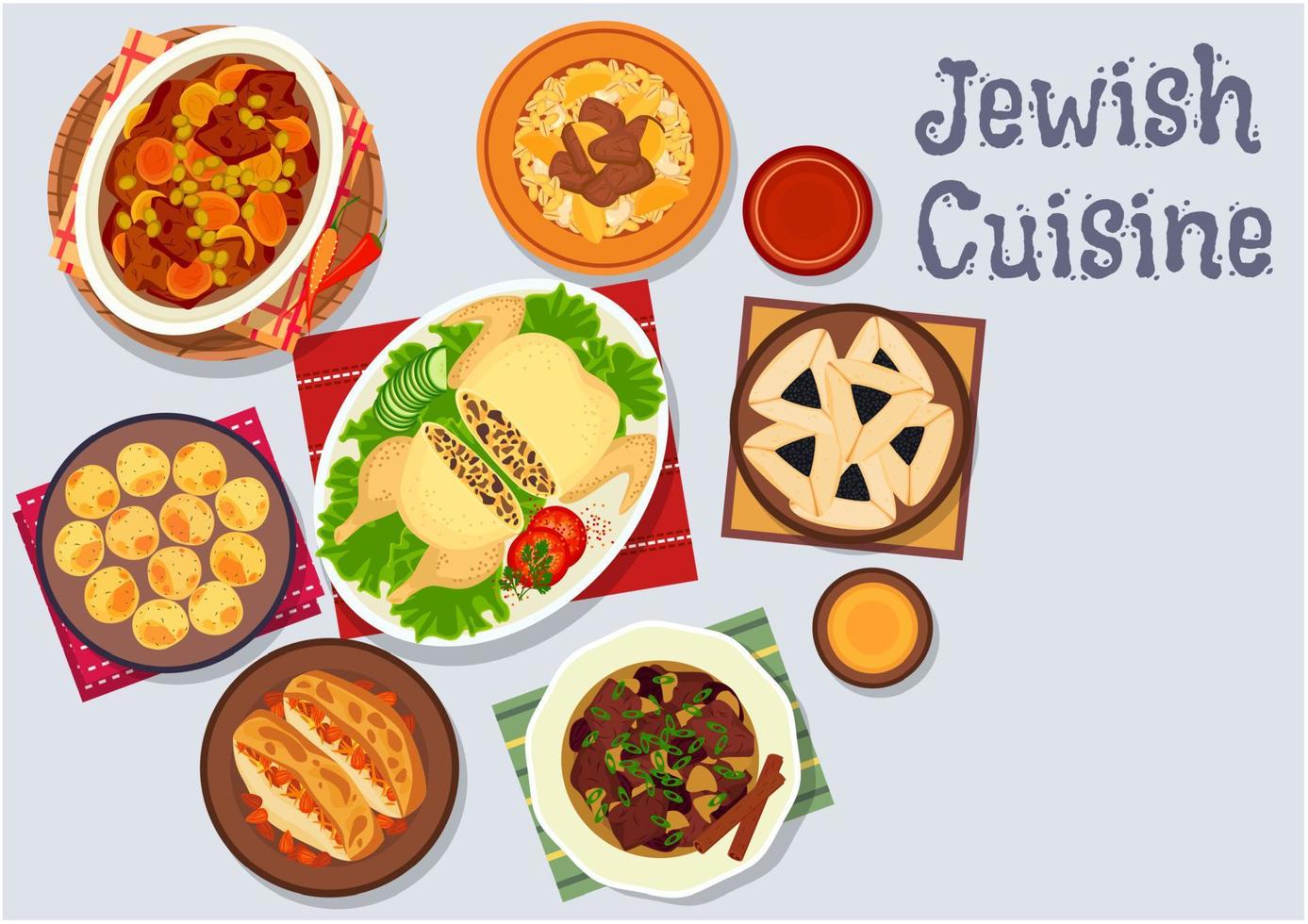 Jewish cuisine kosher dinner icon for menu design vector