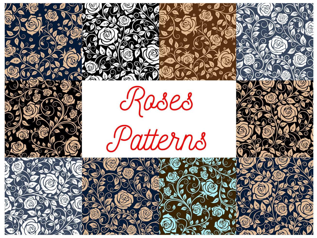 Roses seamless pattern backgrounds vector
