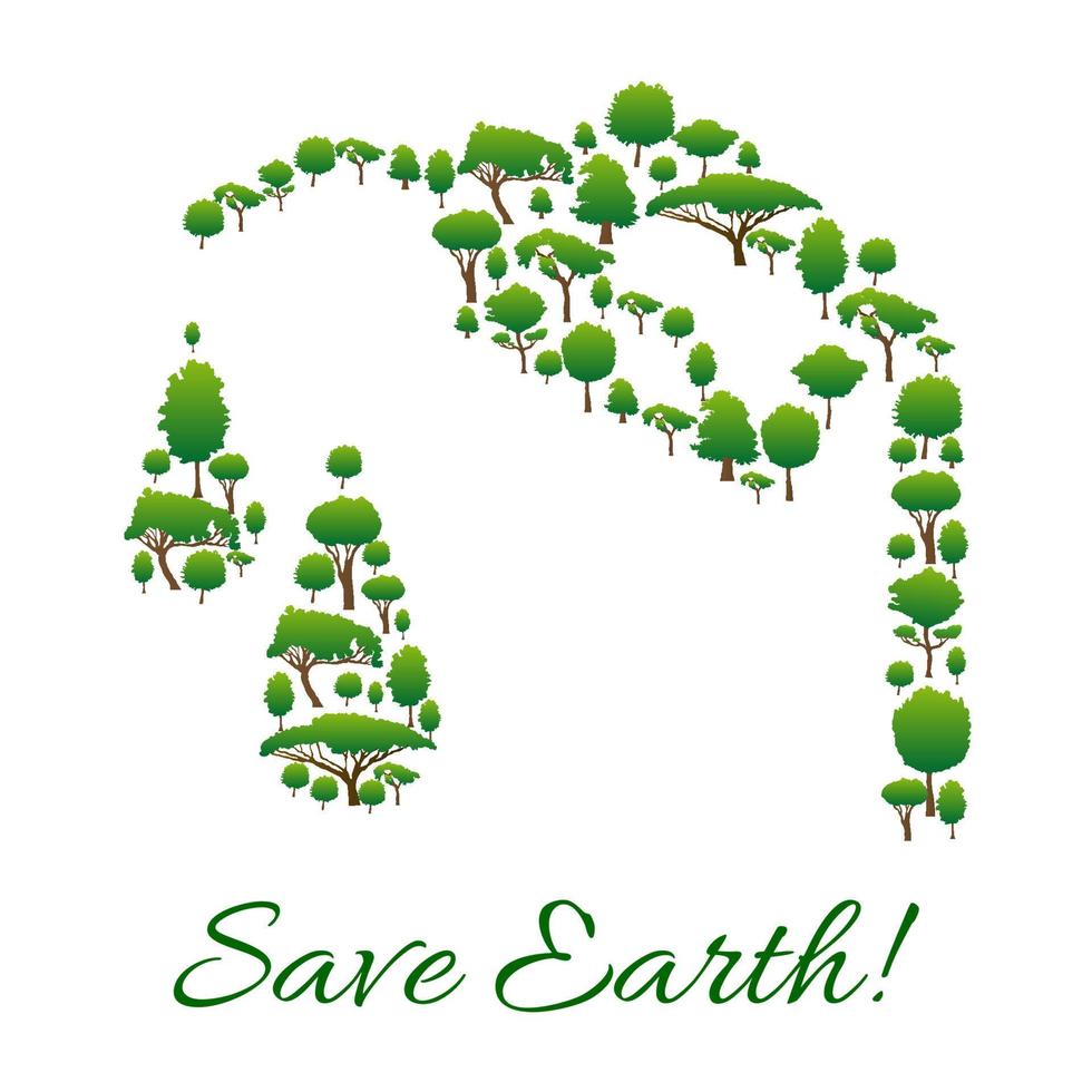 Save Earth symbol of trees in gasoline drop shape vector