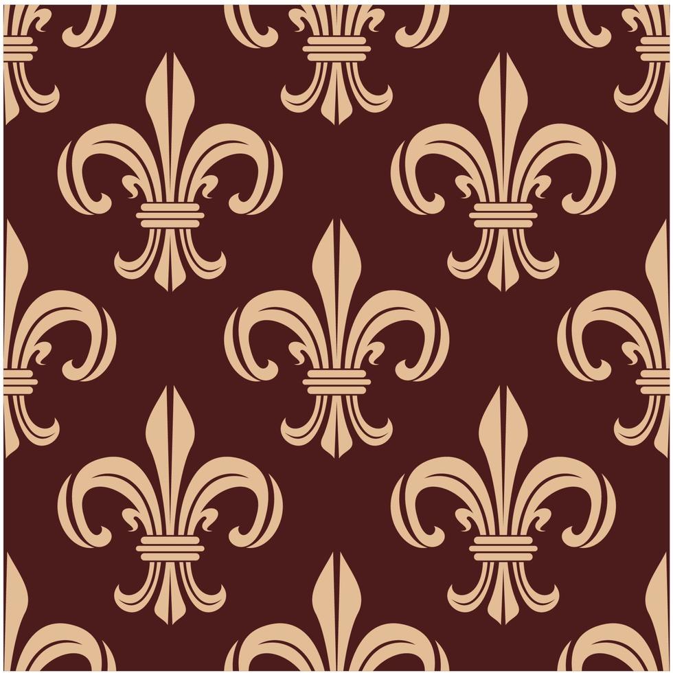 Seamless brown and beige lilies pattern vector