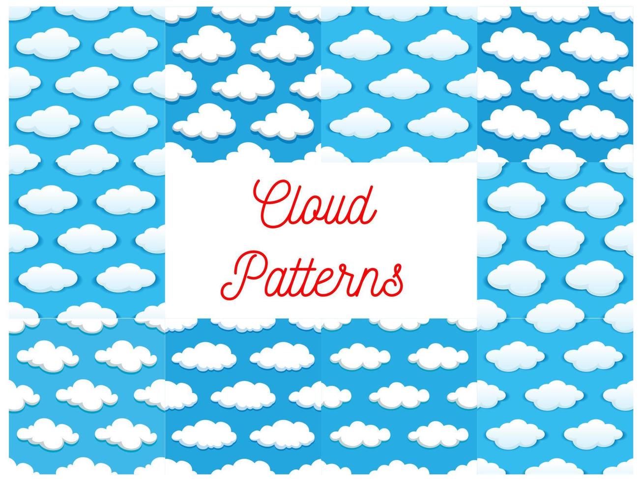 Cartoon cumulus clouds seamless patterns vector