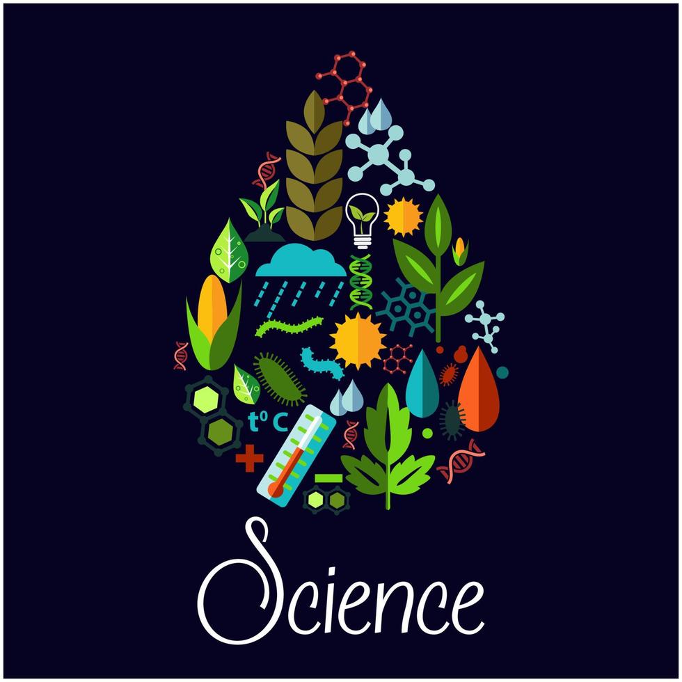 Science vector emblem in shape of water drop