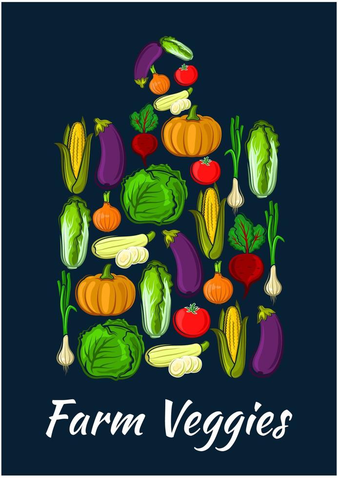 Farm veggies symbol of fresh organic vegetables vector