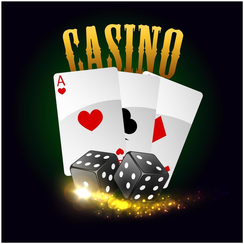 Casino vector poster. Cards, dices