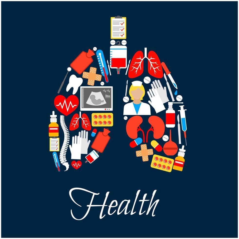 pulmones hechos de medicina o íconos médicos vector