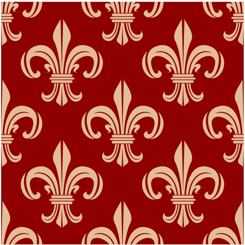 Red vector royal fleur-de-lis seamless pattern