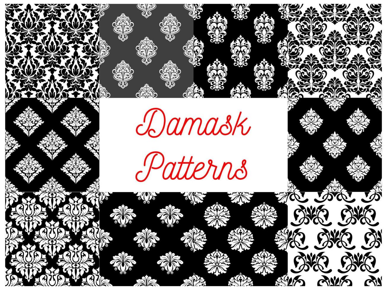 Set of damask seamless patterns vector