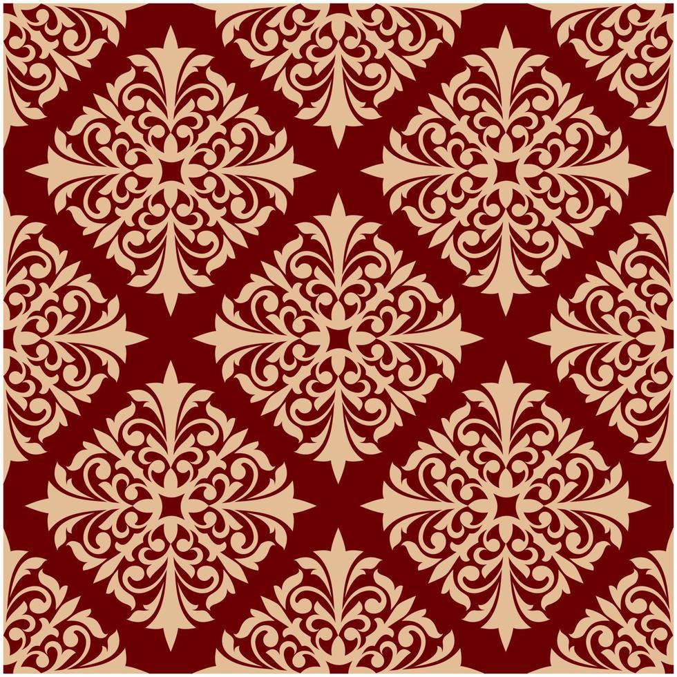 Floral seamless pattern with damask ornament vector