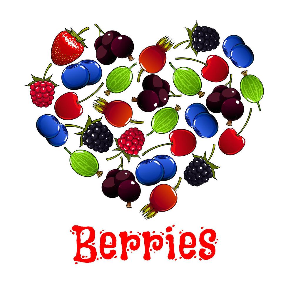 Berries vector heart shape symbol