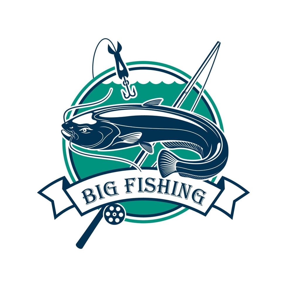 Big Fishing sport club emblem vector