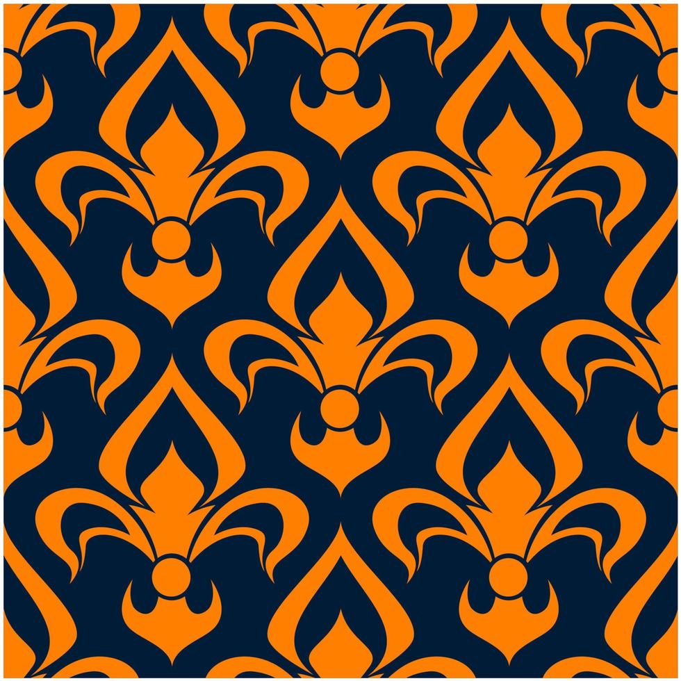 Orange and blue floral seamless pattern vector