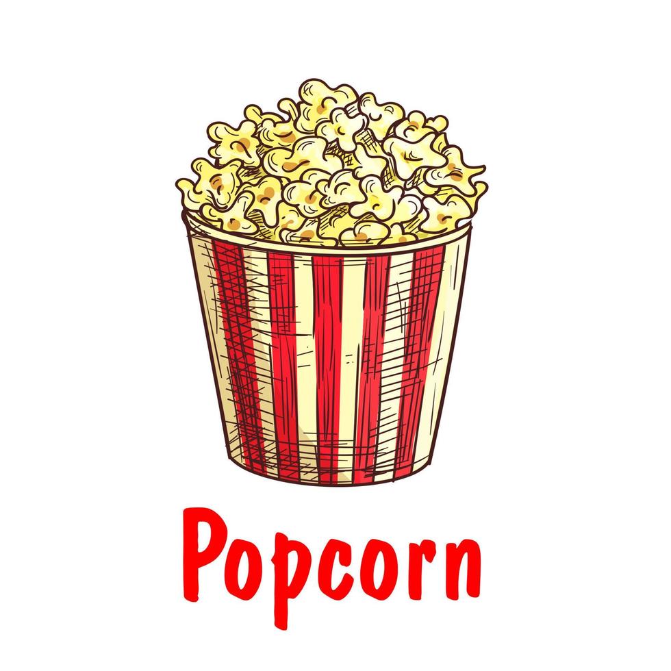 Popcorn bucket sketch for fast food design vector