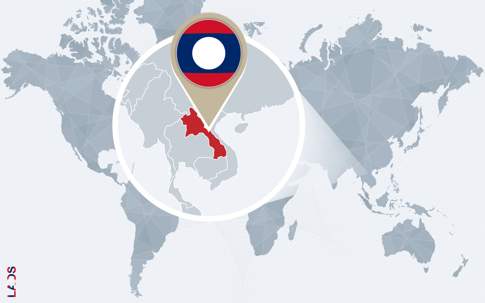 Abstract Blue World Map With Magnified Laos 11791427 Vector Art At Abstract Blue World Map With Magnified Laos Vector 