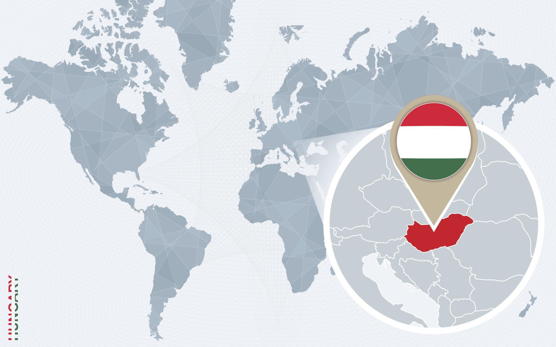 Abstract Blue World Map With Magnified Hungary 11791441 Vector Art At Abstract Blue World Map With Magnified Hungary Vector 