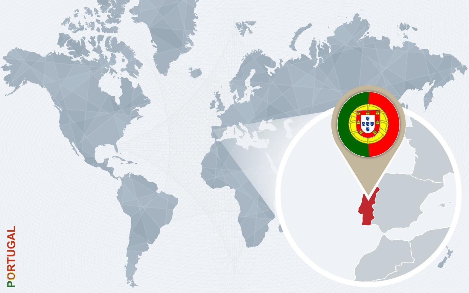 Abstract Blue World Map With Magnified Portugal 11791545 Vector Art At Abstract Blue World Map With Magnified Portugal Vector 