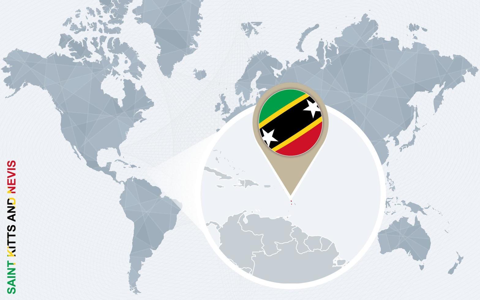 Abstract Blue World Map With Magnified Saint Kitts And Nevis 11791594 Abstract Blue World Map With Magnified Saint Kitts And Nevis Vector 