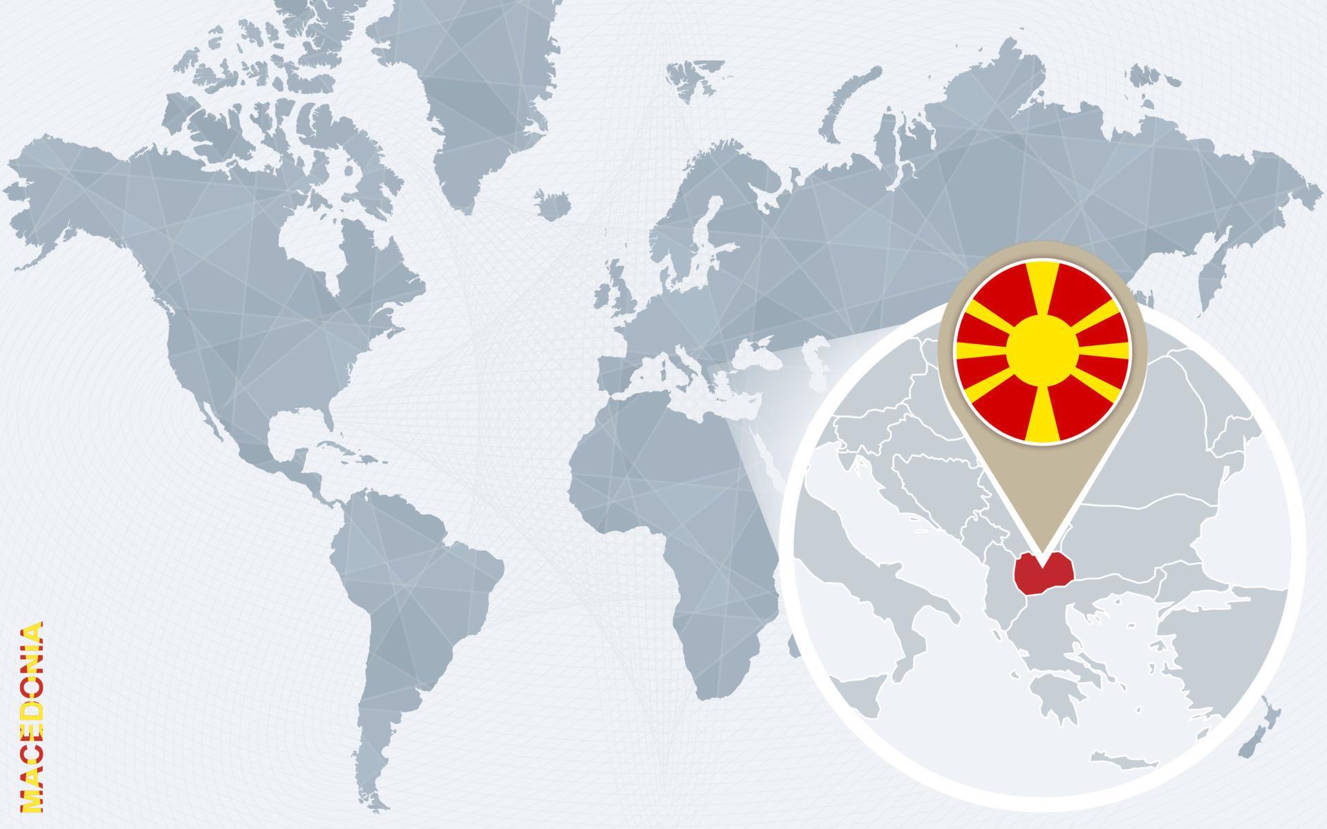 Abstract Blue World Map With Magnified Macedonia 11791602 Vector Art Abstract Blue World Map With Magnified Macedonia Vector 