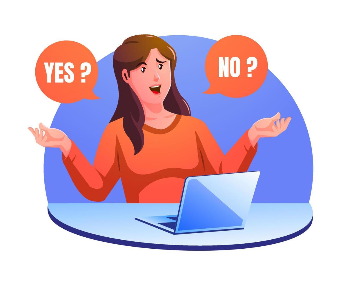 yes or no with a woman select right or wrong question vector