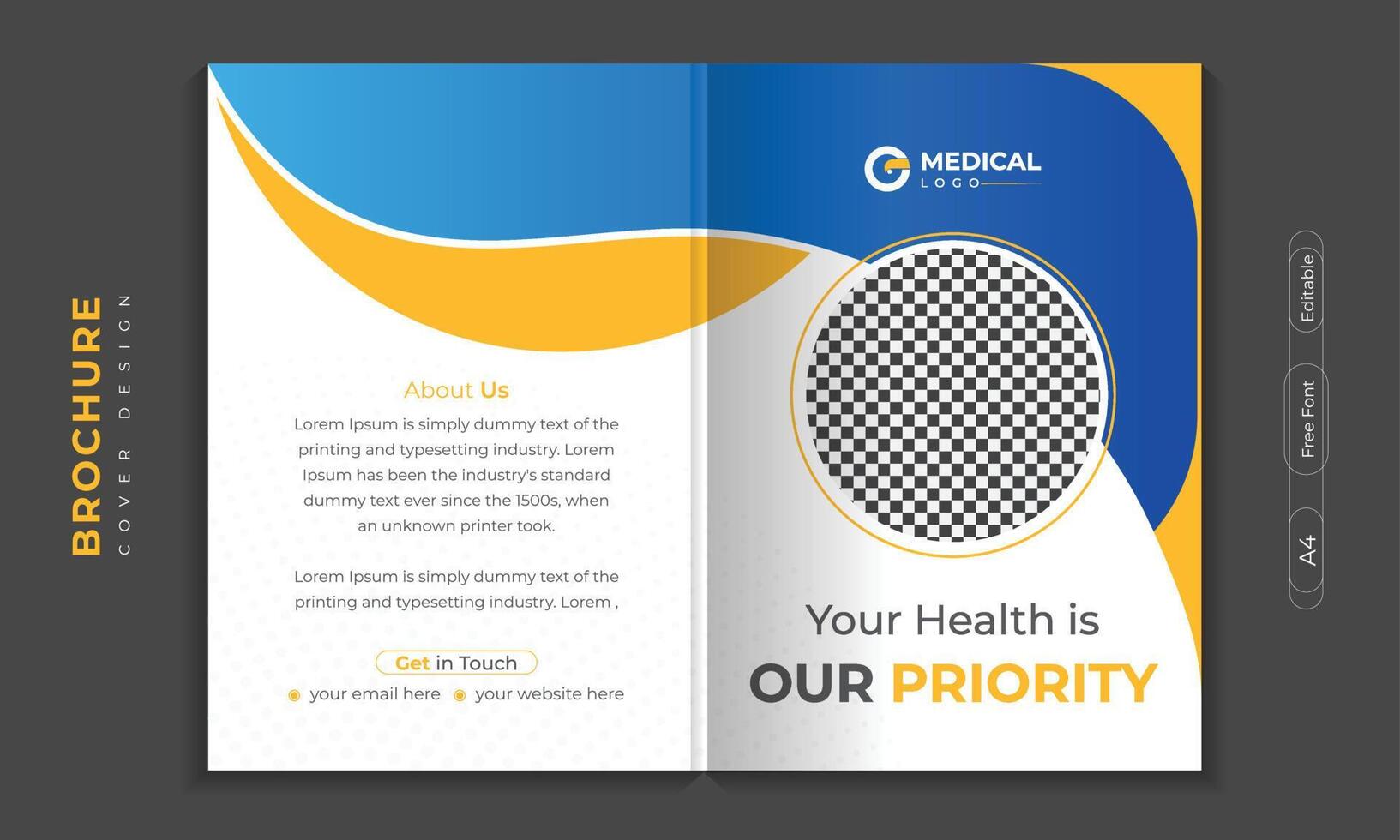 Medical Brochure cover design or profile template set for healthcare.  poster, annual report, catalog, and flyer in A4 with colorful geometric shapes. vector